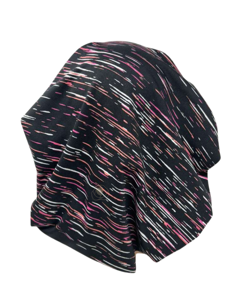 Triple Up BL1125 Pink and Black Strokes Lined Pre-Tied Bandanna Myselflingerie.com