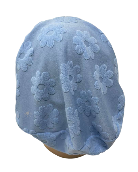 Triple Up SS1163 Light Blue Flowers Embossed Terry Sleeping Snood Myselflingerie.com