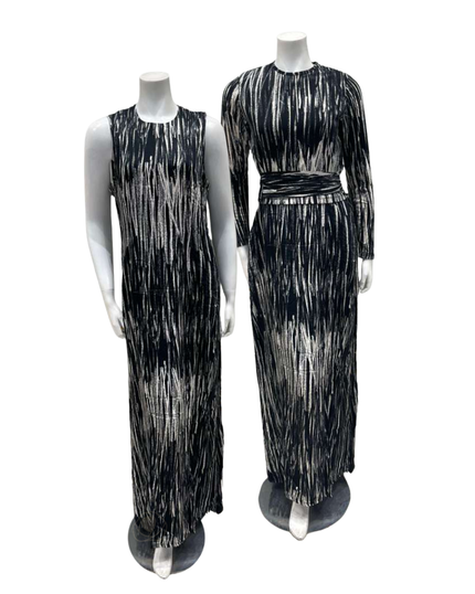 ORD DNP26115 + TRP26114 Black & White Tie-Up Top and Jumper Lounger Robe Set / Nursing Friendly Myselflingerie.com