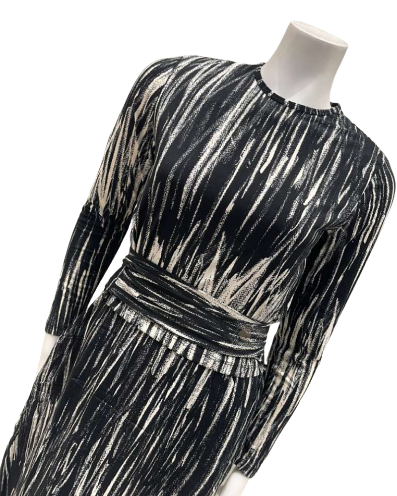 ORD DNP26115 + TRP26114 Black & White Tie-Up Top and Jumper Lounger Robe Set / Nursing Friendly Myselflingerie.com