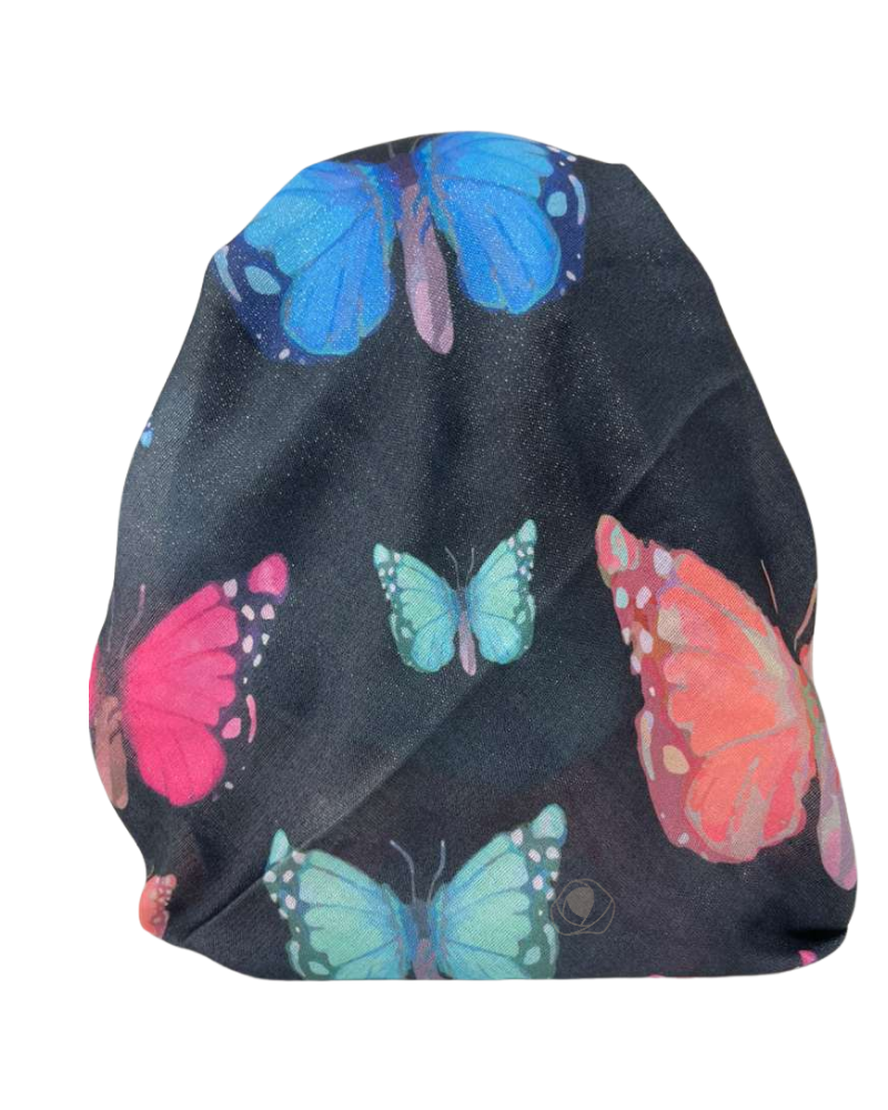 It's Younique OB-SHIM-BUT Butterfly Print Shimmer Pre-Tied Open Back Bandanna with Velvet Grip Myselflingerie.com