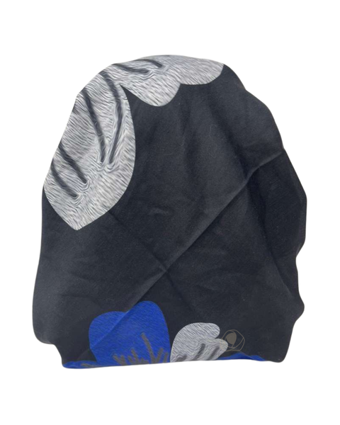 It's Younique OB-LGFL-BL Large Blue Flowers Pre-Tied Open Back Bandanna with Velvet Grip myselflingerie.com