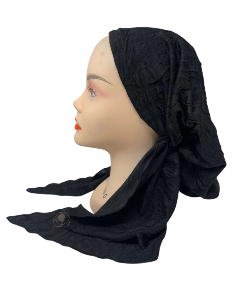 Triple Up BL1100 Black Floral Design Lined Pre-Tied Bandanna Myselflingerie.com