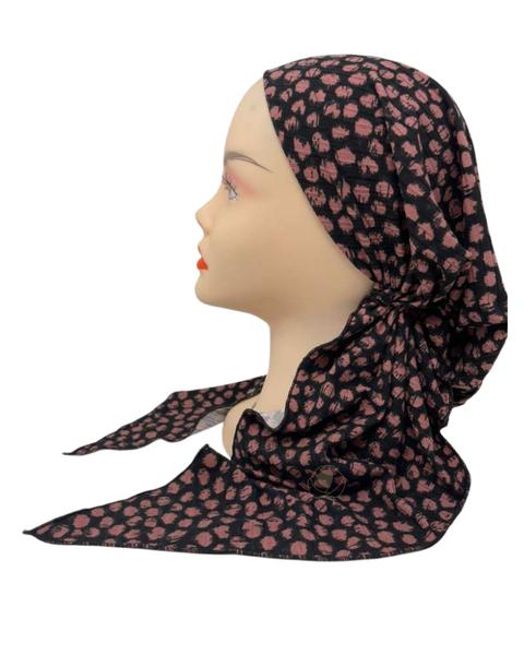 Triple Up BUL1084 Black and Pink Splatters Unlined Pre-Tied Bandanna Myselflingerie.com