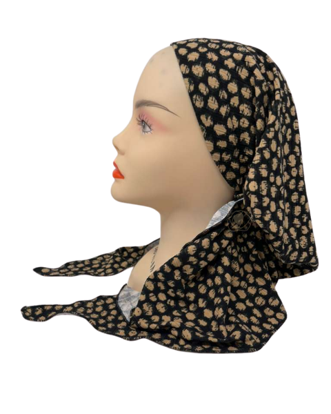 Triple Up BUL1085 Black and Beige Splatters Unlined Pre-Tied Bandanna Myselflingerie.com