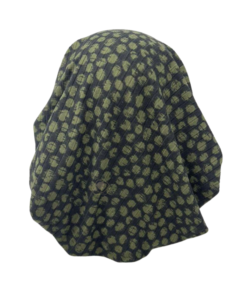 Triple Up BUL1086 Black and Olive Splatters Unlined Pre-Tied Bandanna Myselflingerie.com