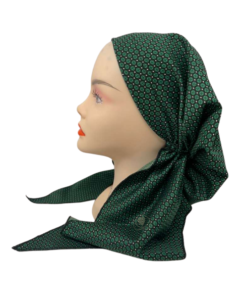 Triple Up BUL1103 Green Squares Unlined Pre-Tied Bandanna Myselflingerie.com