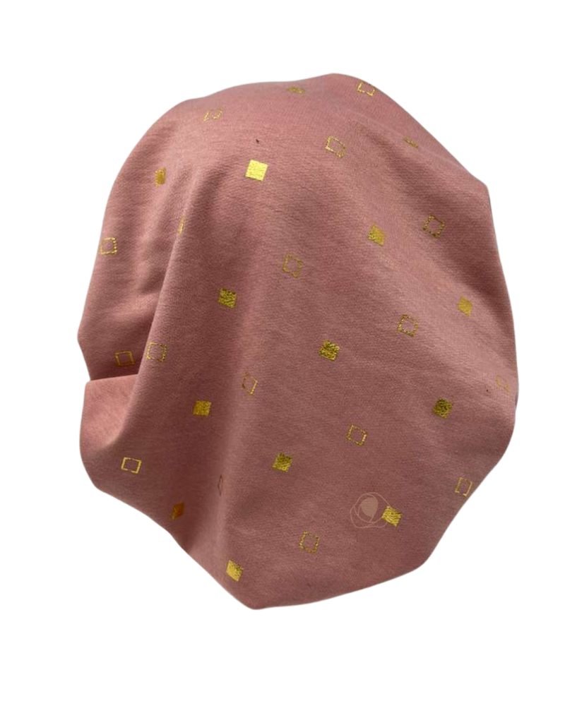 Triple Up BUL1130 Mauve and Gold Foil Squares Unlined Pre-Tied Bandanna Myselflingerie.com