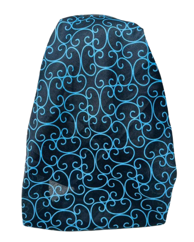 It's Younique Royal Blue Vine Print Pre-Tied Open Back Bandanna with Velvet Grip