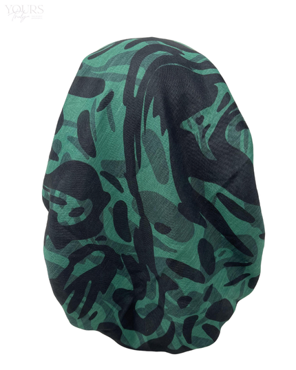 Ahead IT2592 Green Swirled Ink Israeli Style Long Tails Pre-Tied Bandanna Myselflingerie.com