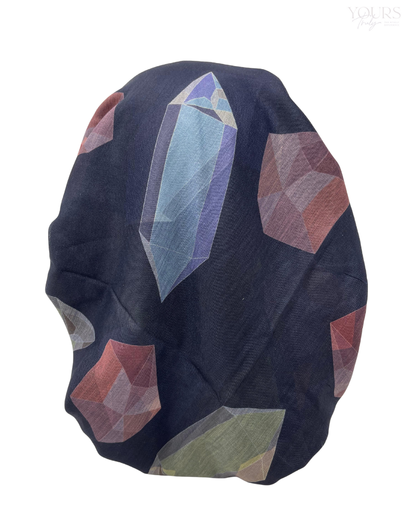 Ahead IT2594 Dark Multi Color Gem Burst Israeli Style Long Tails Pre-Tied Bandanna Myselflingerie.com