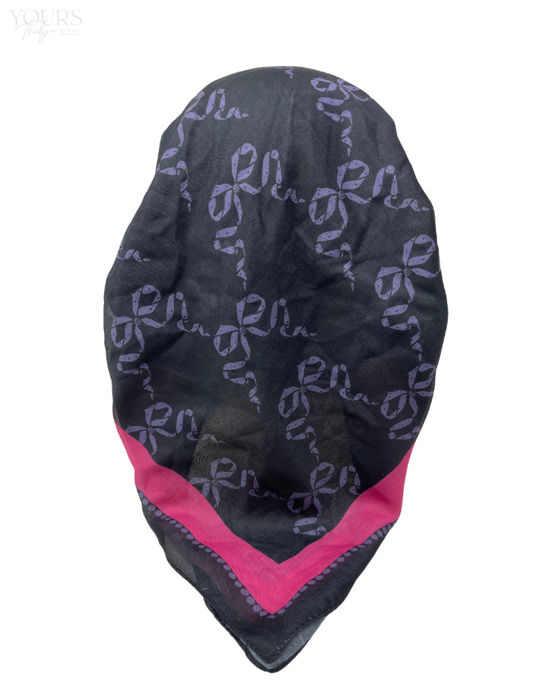 Ahead VT2593 Hot Pink Ribbon Lattice Versatile Style Long Tails Open Back Pre-Tied Bandanna Myselflingerie.com