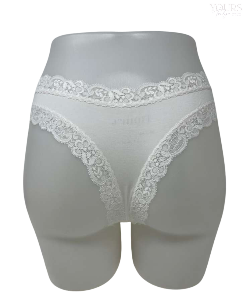 Fleur't 601 Chantilly Iconic Modal Lace Trim Thong Myselflingerie.com