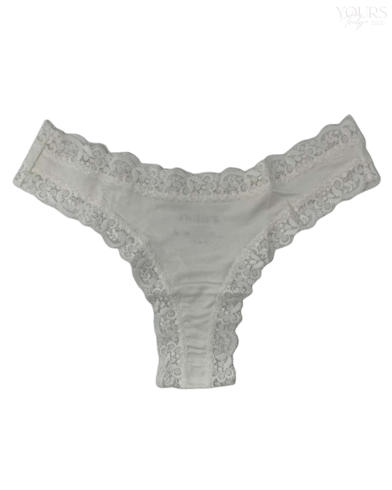 Fleur't 601 Chantilly Iconic Modal Lace Trim Thong Myselflingerie.com