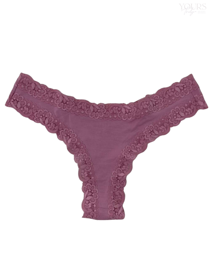 Fleur't 601 Frosé Iconic Modal Lace Trim Thong Myselflingerie.com