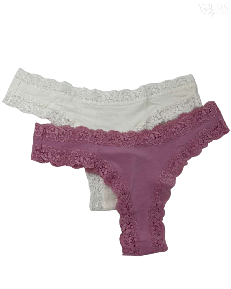 Fleur't 601 Frosé Iconic Modal Lace Trim Thong Myselflingerie.com