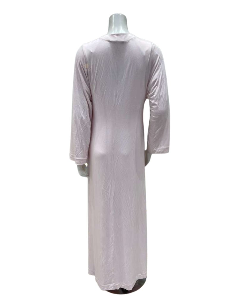 Verdiani 4505 Soft Pink Sheer Lace Motifs Modal Wrap Morning Robe Myselflingerie.com
