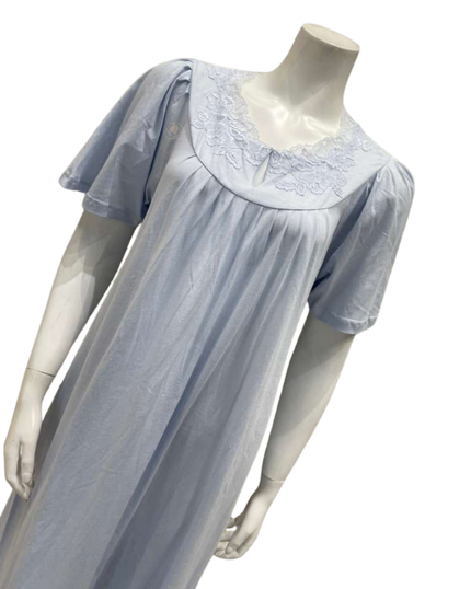 Verdiani C008 Pale Blue Pull On Supima Cotton Nightgown Myselflingerie.com