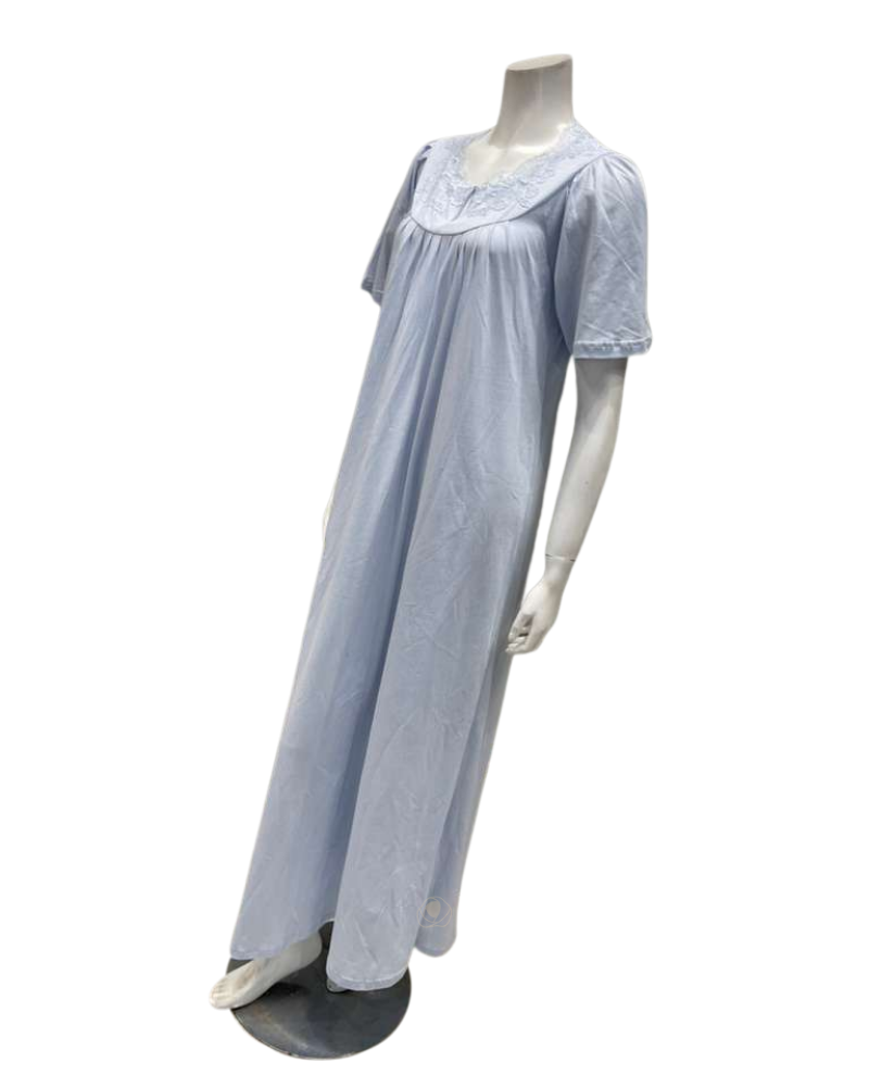 Verdiani C008 Pale Blue Pull On Supima Cotton Nightgown Myselflingerie.com