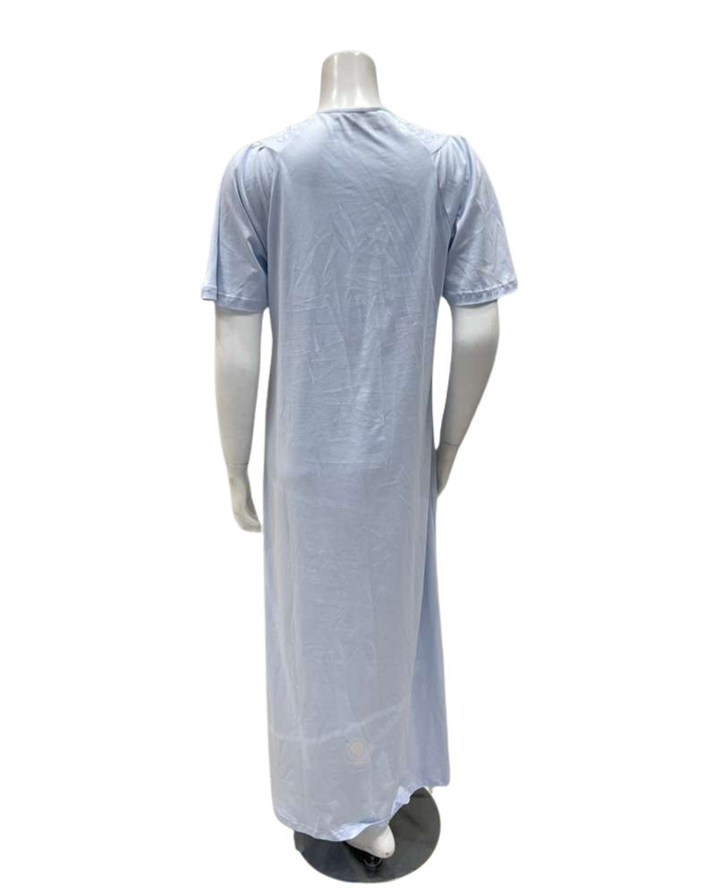 Verdiani C008 Pale Blue Pull On Supima Cotton Nightgown Myselflingerie.com