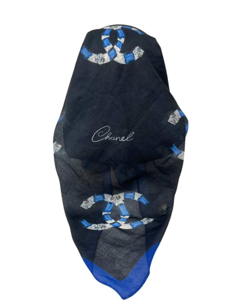 It's Younique OB-DES-CC Blue Designer Inspired Pre-Tied Open Back Bandanna with Velvet Grip Myselflingerie.com