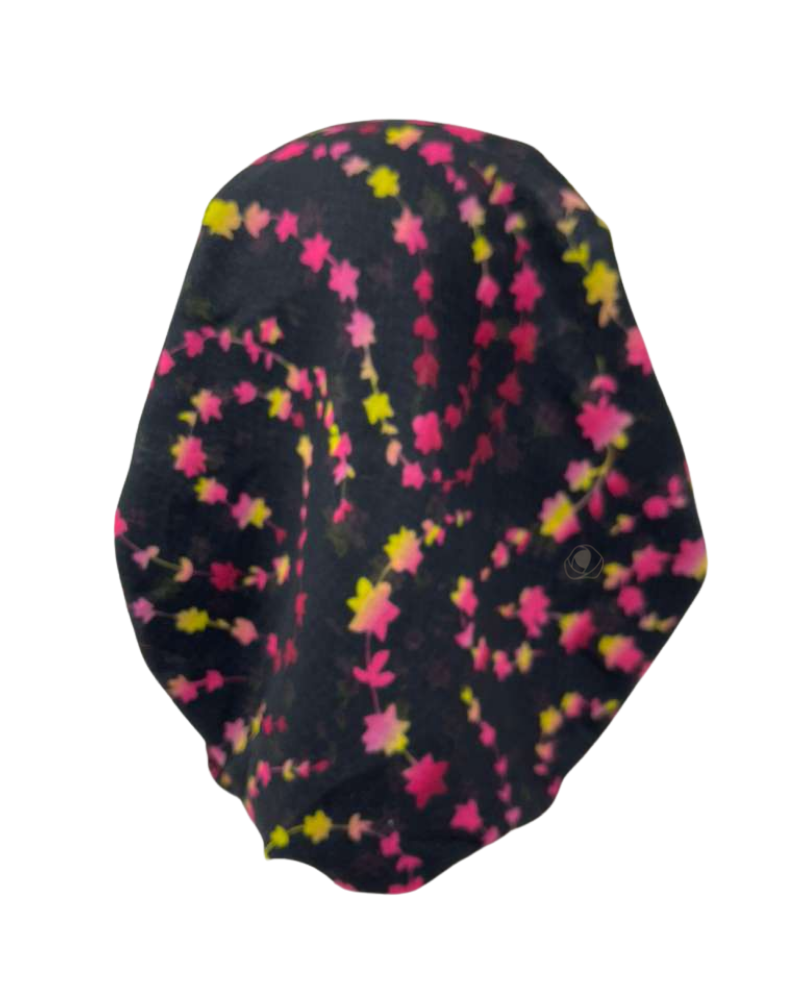 Ahead IT2809 Black Twilight Bloom Israeli Style Long Tails Pre-Tied Bandanna Myselflingerie.com
