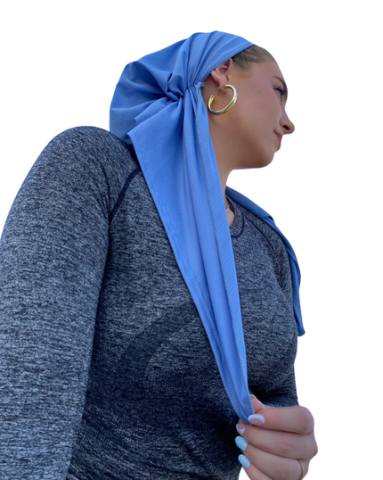 Scarf Bar SB Sky Blue Dri Fit Pre-Tied Bandanna with Velvet Grip Myselflingerie.com