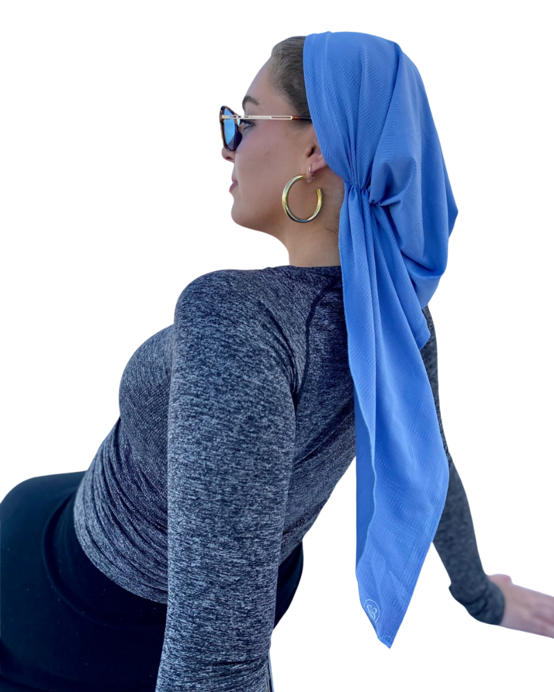 Scarf Bar SB Sky Blue Dri Fit Pre-Tied Bandanna with Velvet Grip Myselflingerie.com