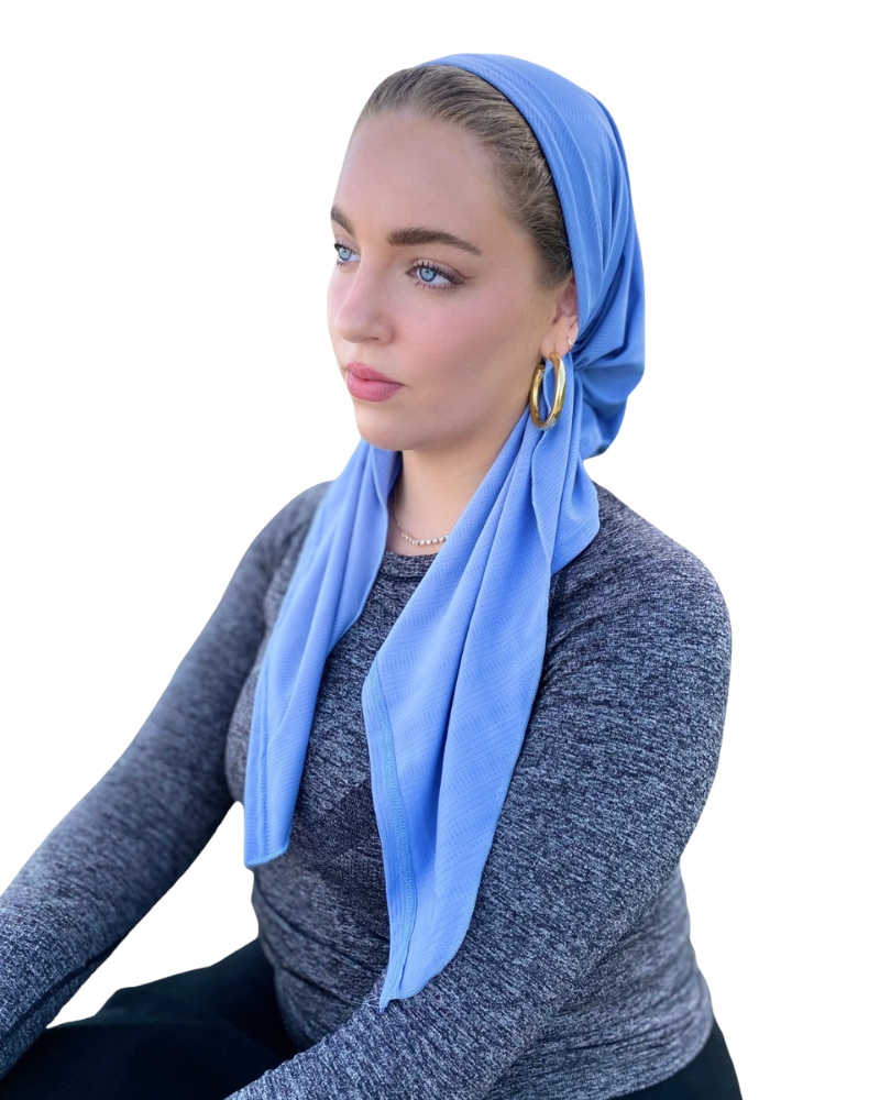 Scarf Bar SB Sky Blue Dri Fit Pre-Tied Bandanna with Velvet Grip Myselflingerie.com