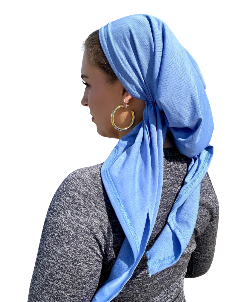 Scarf Bar SB Sky Blue Dri Fit Pre-Tied Bandanna with Velvet Grip Myselflingerie.com