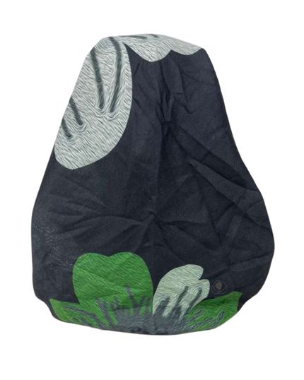 It's Younique OB-GR-FL Green Oversized Flower on Black Pre-Tied Open Back Bandanna with Velvet Grip Myselflingerie.com