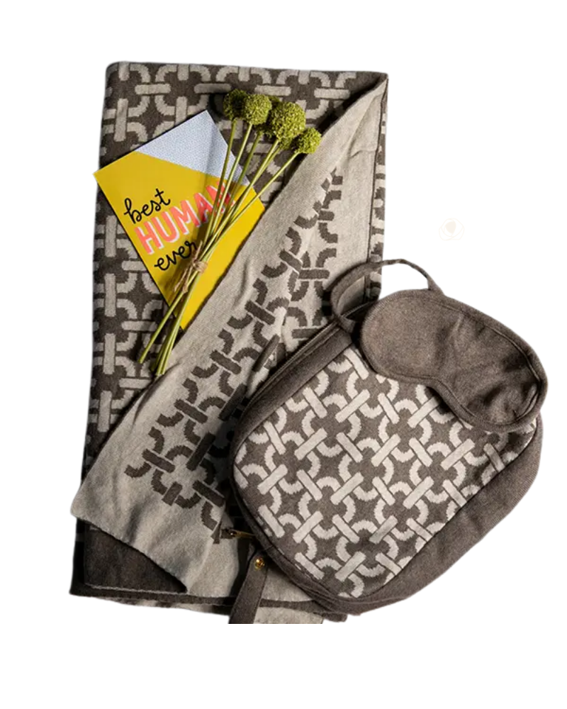 Pink Lemonade PLFBTRA30 Brown Chains Cotton Travel Blanket & Eye Mask Set Myselflingerie.com