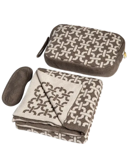 Pink Lemonade PLFBTRA30 Brown Chains Cotton Travel Blanket & Eye Mask Set Myselflingerie.com