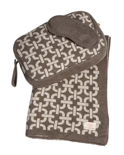 Pink Lemonade PLFBTRA30 Brown Chains Cotton Travel Blanket & Eye Mask Set Myselflingerie.com