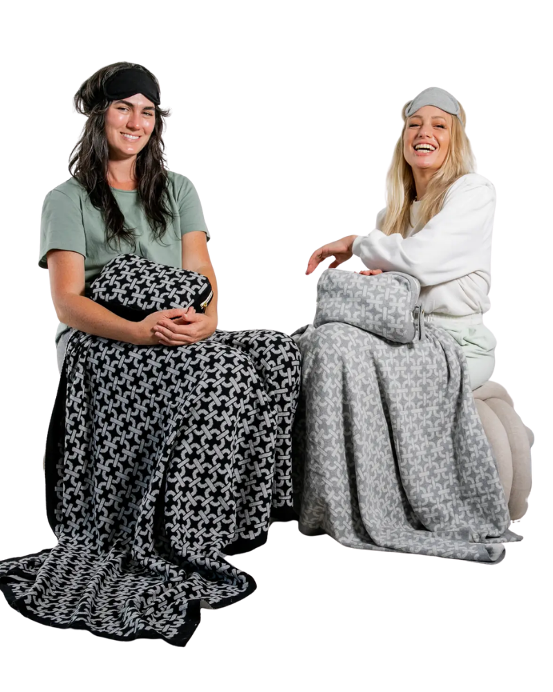 Pink Lemonade PLFBTRA34 Vanilla Chains Organic Cotton Travel Blanket & Eye Mask Set Myselflingerie.com