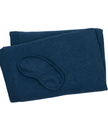 Pink Lemonade PLFBTRA06 Dream Navy/Linen Sand Cotton Travel Blanket & Eye Mask Set Myselflingerie.com