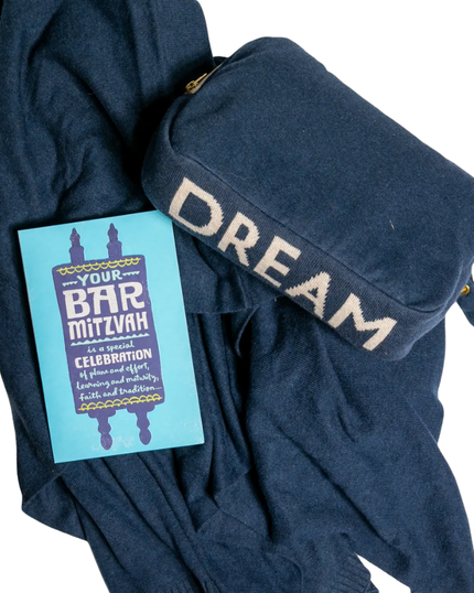 Pink Lemonade PLFBTRA06 Dream Navy/Linen Sand Cotton Travel Blanket & Eye Mask Set Myselflingerie.com