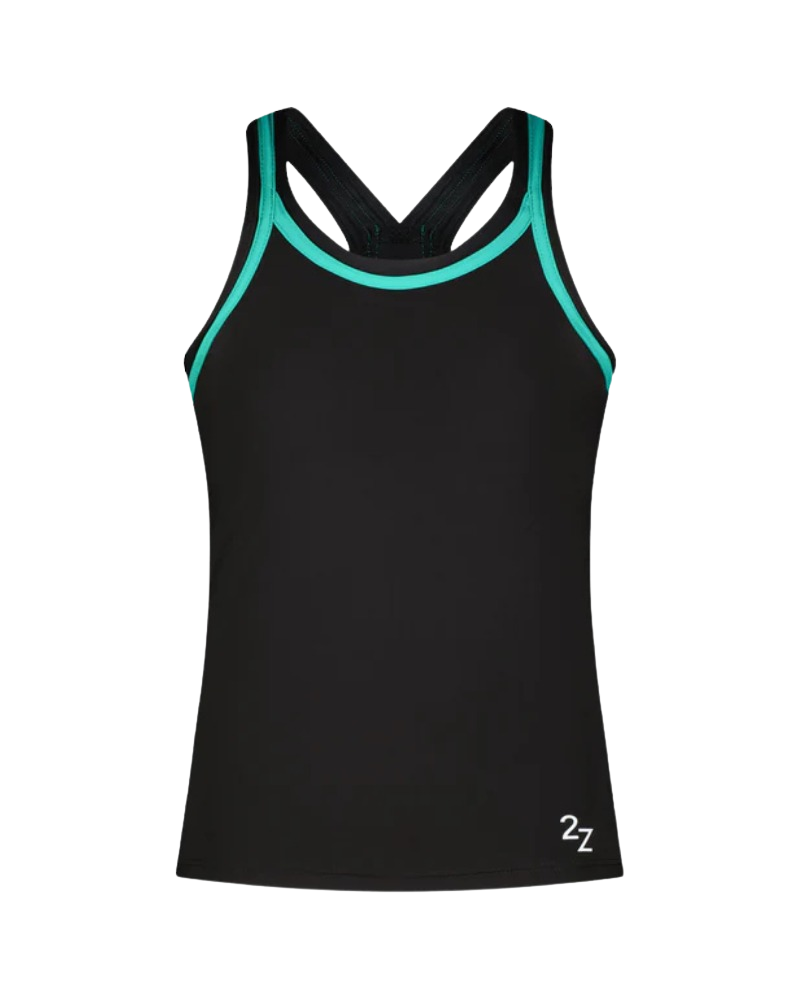 Flamingo 26FL02ZBK/JA Black/Jade 2 Piece Teen's Bathing Suit Tank with Shorts Myselflingerie.com