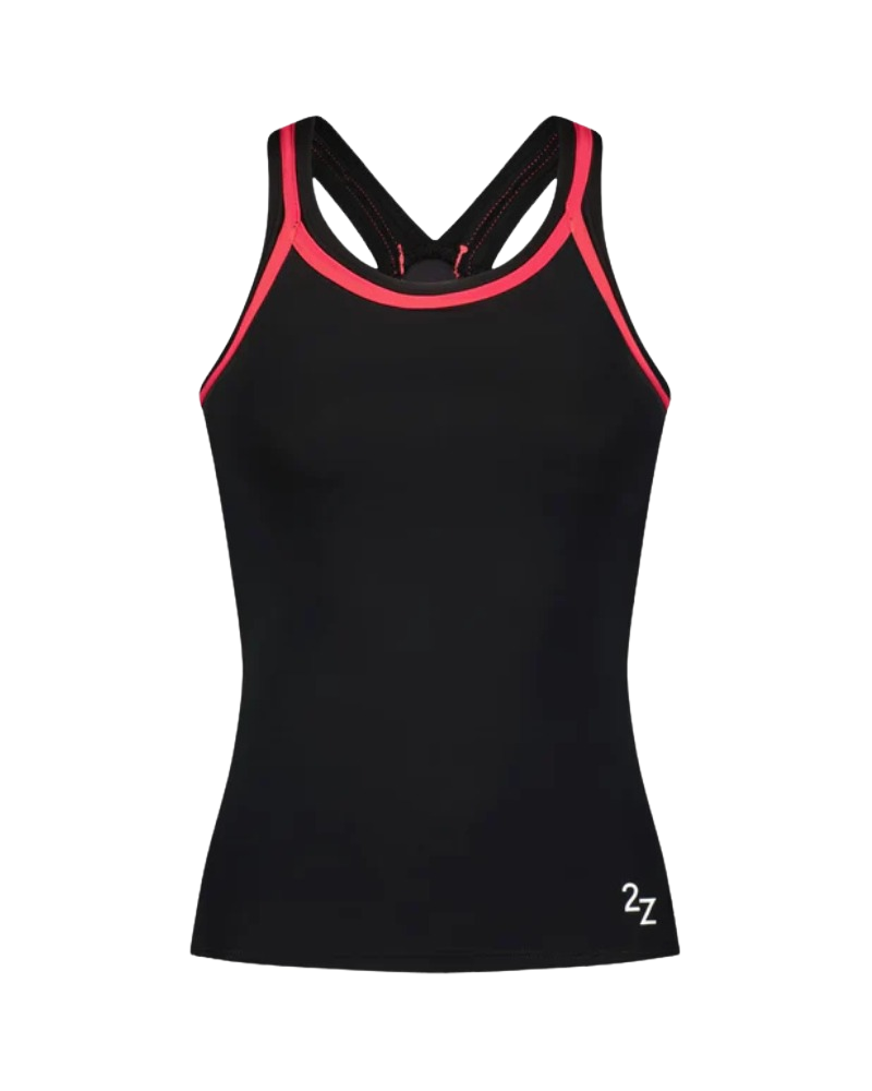 Flamingo 26FL02ZBK/CO Black/Coral 2 Piece Teen's Bathing Suit Tank with Shorts Myselflingerie.com