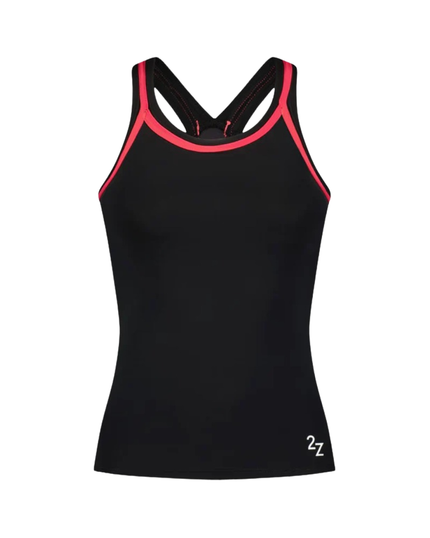 Flamingo 26FL02ZBK/CO Black/Coral 2 Piece Teen's Bathing Suit Tank with Shorts Myselflingerie.com