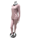 Jackie O'Loungewear VPJ-PNK-W27 Pink V Neck Long Sleeve Modal Pajamas Set Myselflingerie.com