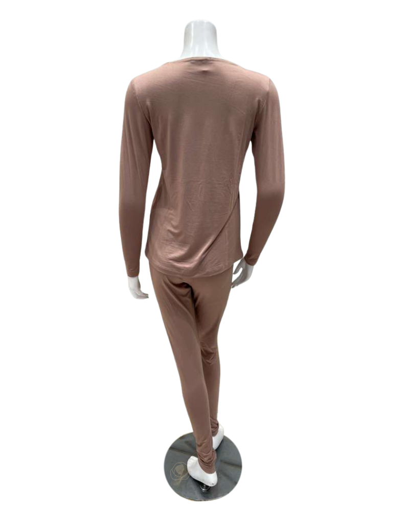 Jackie O'Loungewear Mauve V Neck Long Sleeve Modal Pajamas Set Myselfllingerie.com