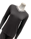 Jackie O'Loungewear Black V Neck Long Sleeve Modal Pajamas Set Myselflingerie.com