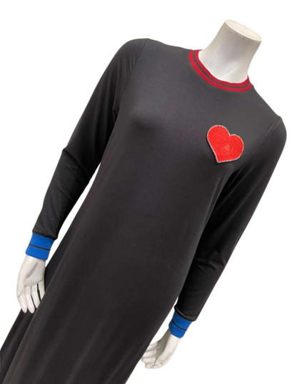 ORD PRO26S624 Black Heart Patches with Colorful Trims Modal Nightgown Myselflingerie.com