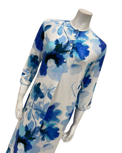 Verdiani 4531 Blue Floral Button Down Modal Nightgown Myselflingerie.com