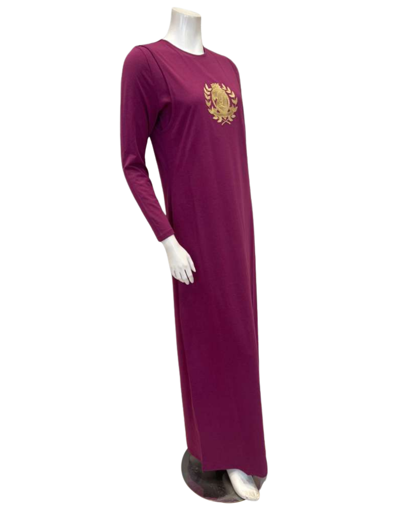 Lunderbeck N5276-B Mulberry Embroidered Emblem Modal Coverall Nursing Nightgown Myselflingerie.com