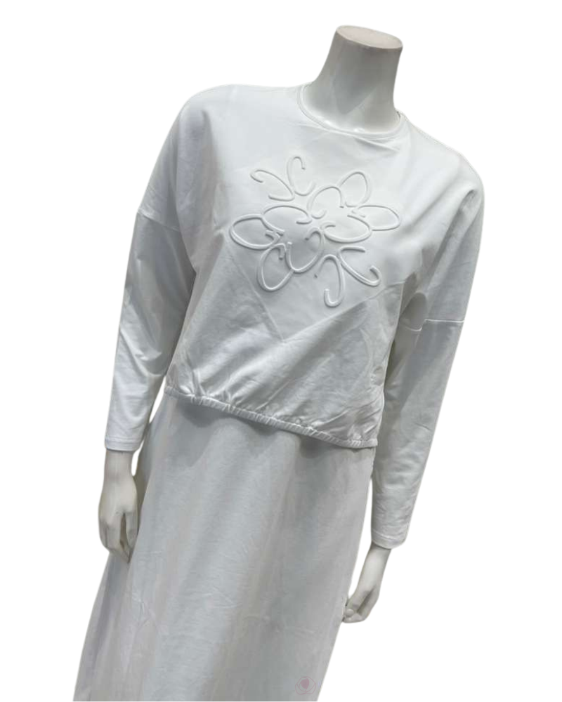 Chicolli White Debossed Nursing Cotton Nightgown
