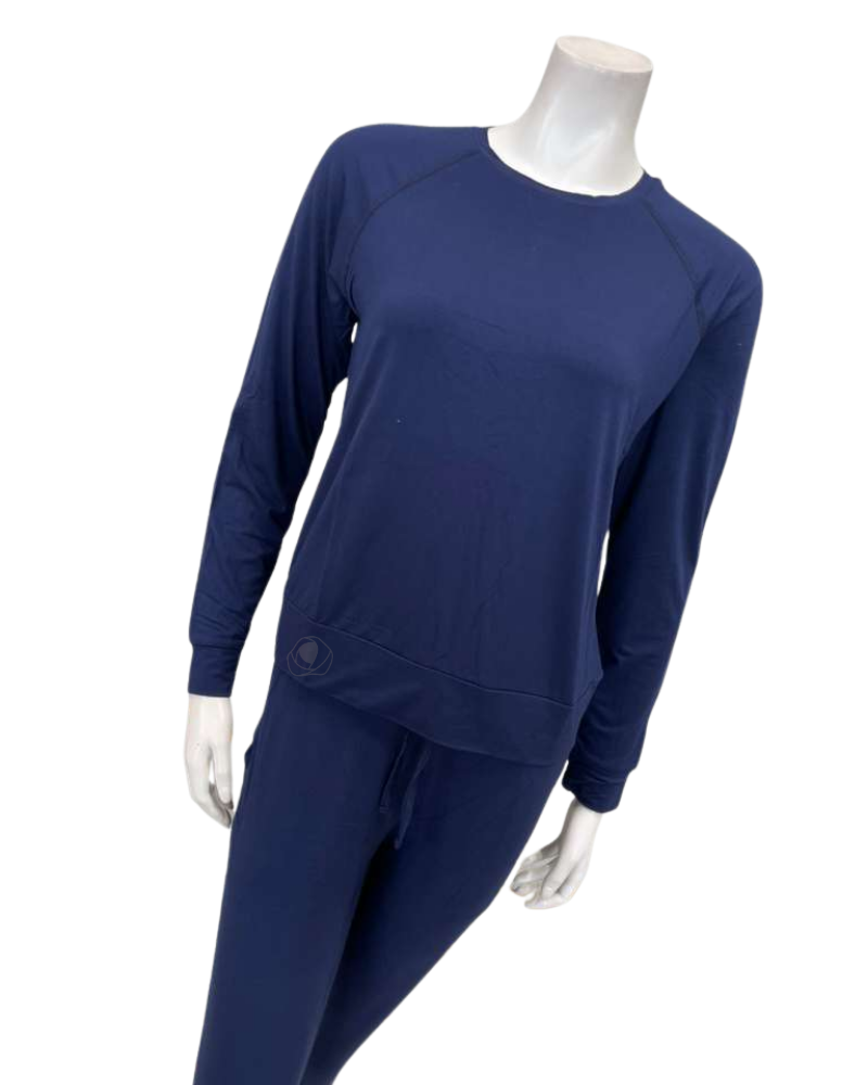 Aspen Dream BLSB + BBP Navy Miley Long Sleeve Top & Joggers Bamboo Pajamas Set Myselflingerie.com
