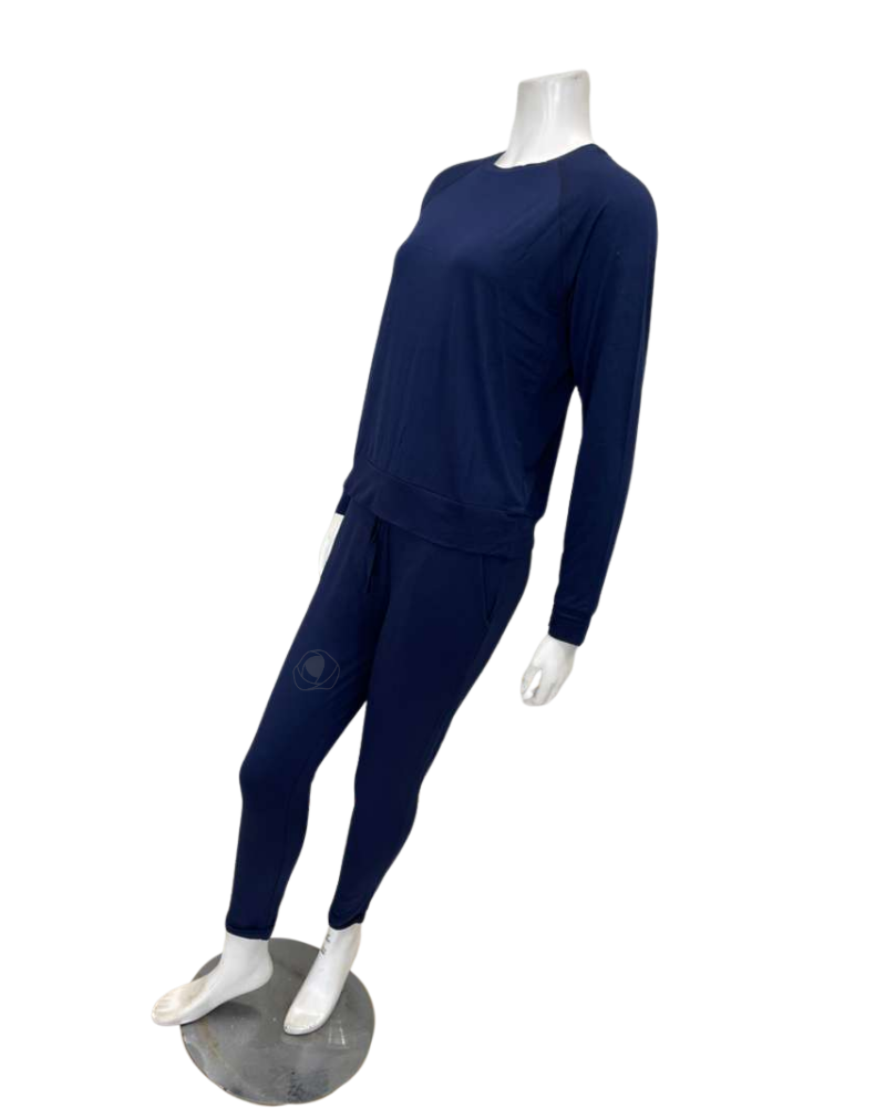 Aspen Dream BLSB + BBP Navy Miley Long Sleeve Top & Joggers Bamboo Pajamas Set Myselflingerie.com