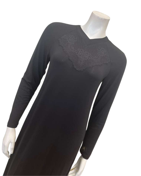 Oh! Zuza V20 Black and Lace Modal Nightshirt Myselflingerie.com